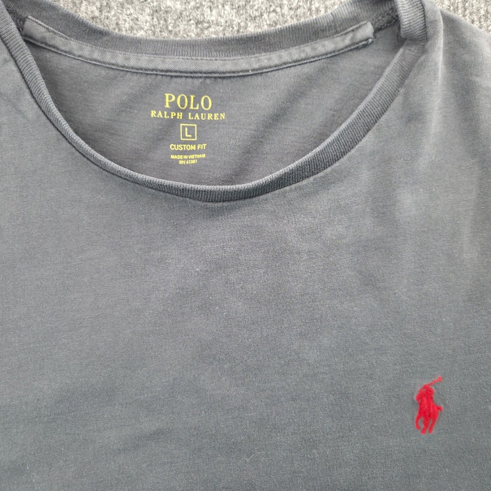 Polo Ralph Lauren T-Shirt Mens Large Gray Cotton Custom Fit Red Pony Logo Tee
